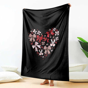 Coquette Valentine's Day Heart Bow Throw Blanket TS10 Print Your Wear