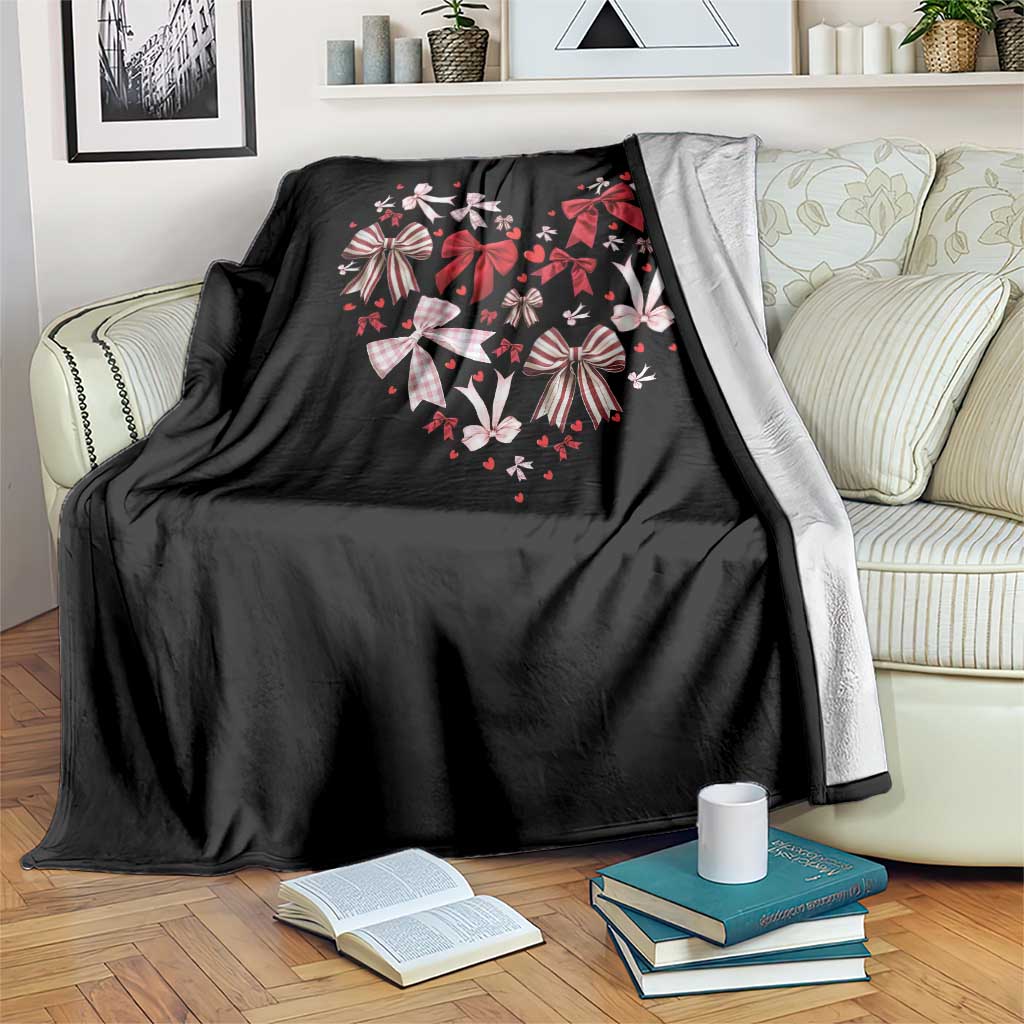Coquette Valentine's Day Heart Bow Throw Blanket TS10 Print Your Wear