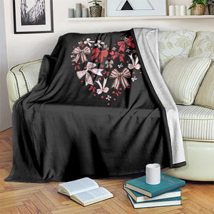 Coquette Valentine's Day Heart Bow Throw Blanket TS10 Print Your Wear