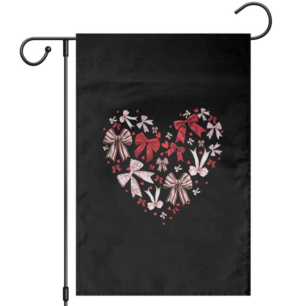 Coquette Valentine's Day Heart Bow Garden Flag TS10 Black Print Your Wear