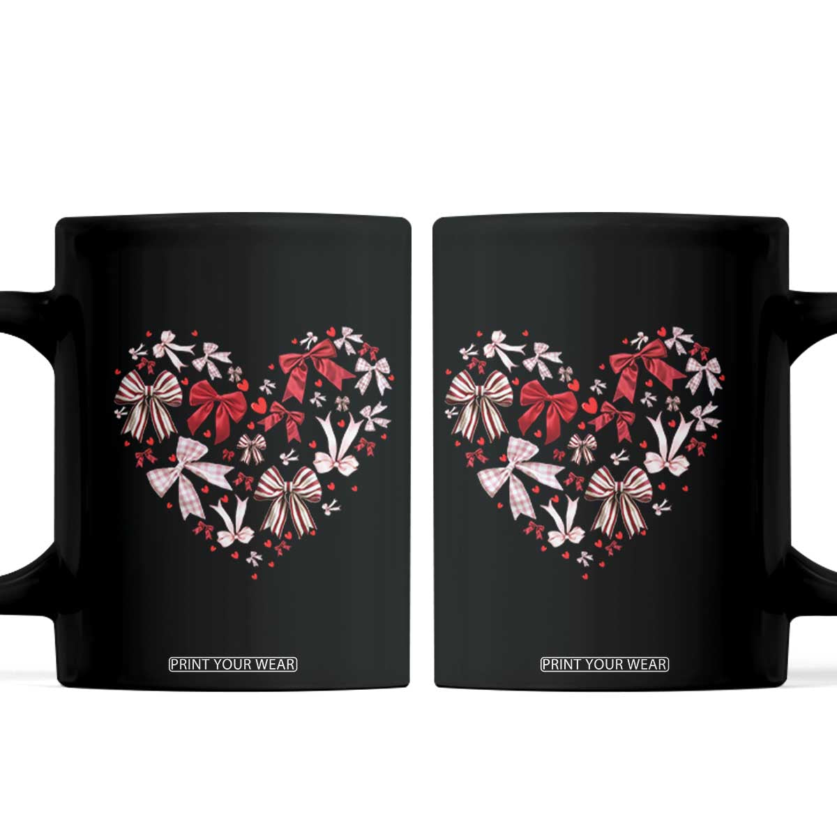 Coquette Valentine's Day Heart Bow Coffee Mug TS10 Black Print Your Wear