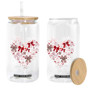 Coquette Valentine's Day Heart Bow Glass Can TS10 Print Your Wear
