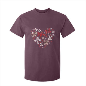 Coquette Valentine's Day Heart Bow T Shirt For Kid TS10 Maroon Print Your Wear