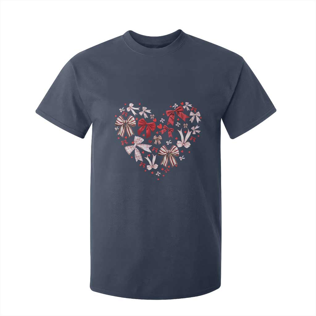 Coquette Valentine's Day Heart Bow T Shirt For Kid TS10 Navy Print Your Wear