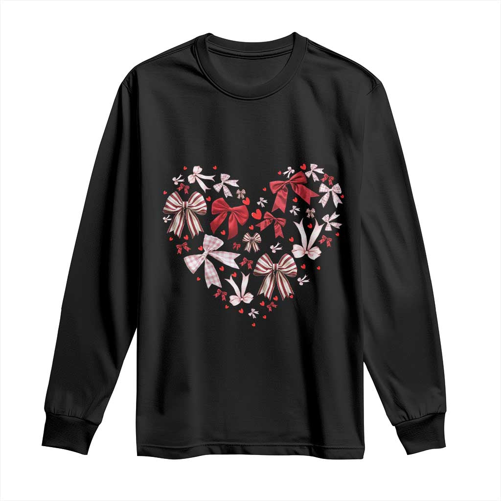 Coquette Valentine's Day Heart Bow Long Sleeve Shirt TS10 Black Print Your Wear