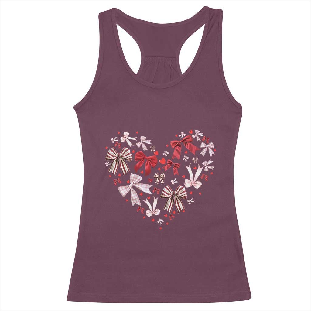 Coquette Valentine's Day Heart Bow Racerback Tank Top TS10 Maroon Print Your Wear