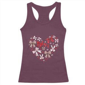 Coquette Valentine's Day Heart Bow Racerback Tank Top TS10 Maroon Print Your Wear