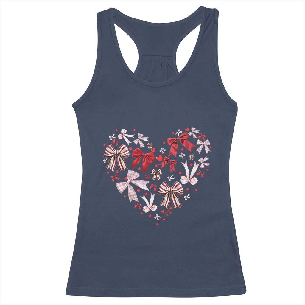 Coquette Valentine's Day Heart Bow Racerback Tank Top TS10 Navy Print Your Wear