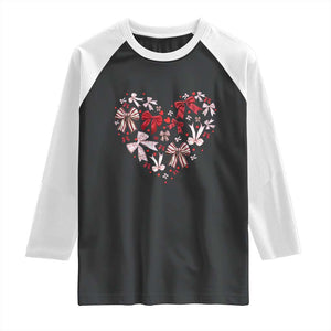 Coquette Valentine's Day Heart Bow Raglan Shirt TS10 Black White Print Your Wear