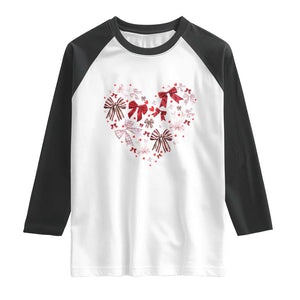 Coquette Valentine's Day Heart Bow Raglan Shirt TS10 White Black Print Your Wear