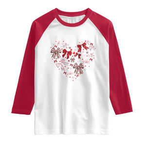 Coquette Valentine's Day Heart Bow Raglan Shirt TS10 White Red Print Your Wear