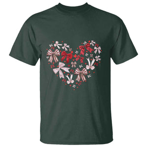 Coquette Valentine's Day Heart Bow T Shirt TS10 Dark Forest Green Print Your Wear