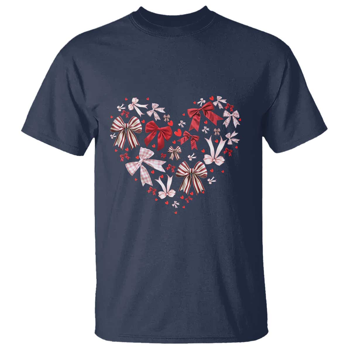 Coquette Valentine's Day Heart Bow T Shirt TS10 Navy Print Your Wear