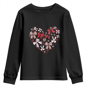 Coquette Valentine's Day Heart Bow Youth Sweatshirt TS10 Black Print Your Wear