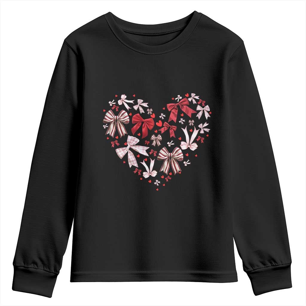 Coquette Valentine's Day Heart Bow Youth Sweatshirt TS10 Black Print Your Wear