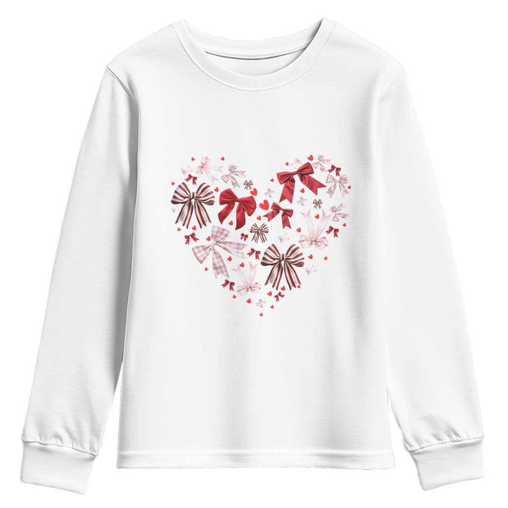 Coquette Valentine's Day Heart Bow Youth Sweatshirt TS10 White Print Your Wear