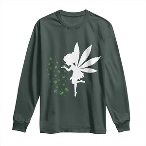 Marijuana Long Sleeve Shirt Weed Fairy Fantasy Leaf Stoner Pot Smoker Cannabis TS10 Dark Forest Green Print Your Wear