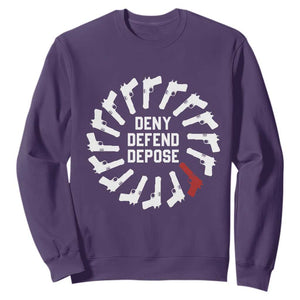 Deny Defend Depose Sweatshirt Meme Capitalism Revolution Morale Gun Lover TS10 Purple Print Your Wear