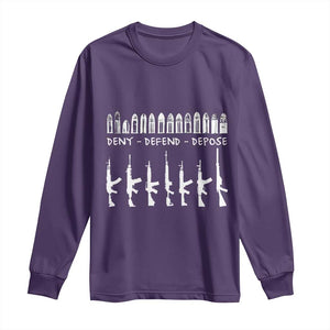 Deny Defend Depose Long Sleeve Shirt Capitalism Revolution Morale Gun Lover TS10 Purple Print Your Wear