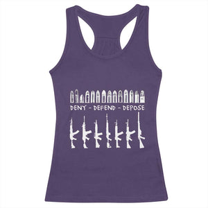 Deny Defend Depose Racerback Tank Top Capitalism Revolution Morale Gun Lover TS10 Purple Print Your Wear