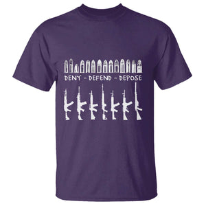 Deny Defend Depose T Shirt Capitalism Revolution Morale Gun Lover TS10 Purple Print Your Wear