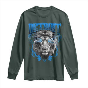 Lion Lovers Long Sleeve Shirt Detroit Fan Apparel TS10 Dark Forest Green Print Your Wear