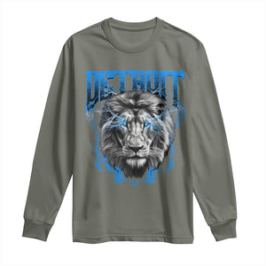 Lion Lovers Long Sleeve Shirt Detroit Fan Apparel TS10 Military Green Print Your Wear