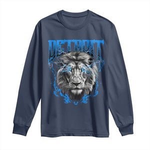 Lion Lovers Long Sleeve Shirt Detroit Fan Apparel TS10 Navy Print Your Wear