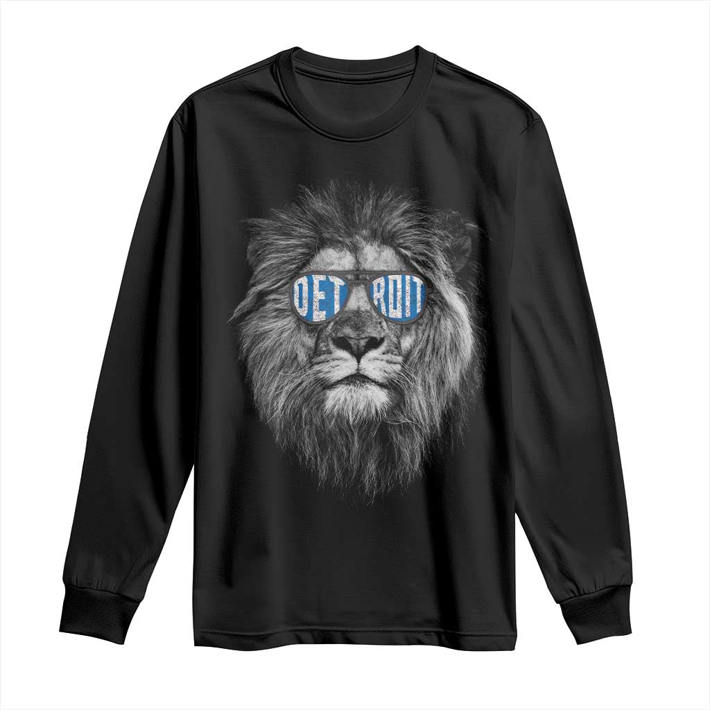 Lion Lovers Long Sleeve Shirt Wearing Glasses Retro Vintage Style Detroit Fan TS10 Black Print Your Wear