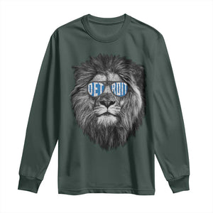 Lion Lovers Long Sleeve Shirt Wearing Glasses Retro Vintage Style Detroit Fan TS10 Dark Forest Green Print Your Wear