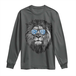 Lion Lovers Long Sleeve Shirt Wearing Glasses Retro Vintage Style Detroit Fan TS10 Dark Heather Print Your Wear