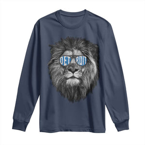 Lion Lovers Long Sleeve Shirt Wearing Glasses Retro Vintage Style Detroit Fan TS10 Navy Print Your Wear