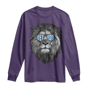 Lion Lovers Long Sleeve Shirt Wearing Glasses Retro Vintage Style Detroit Fan TS10 Purple Print Your Wear