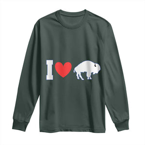 Vintage BF Long Sleeve Shirt American I Love Bison TS10 Dark Forest Green Print Your Wear