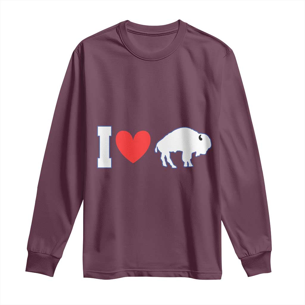 Vintage BF Long Sleeve Shirt American I Love Bison TS10 Maroon Print Your Wear
