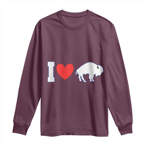 Vintage BF Long Sleeve Shirt American I Love Bison TS10 Maroon Print Your Wear