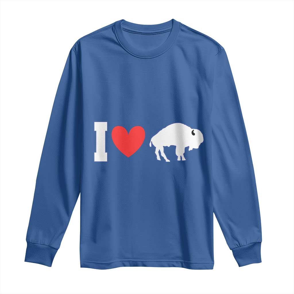 Vintage BF Long Sleeve Shirt American I Love Bison TS10 Royal Blue Print Your Wear