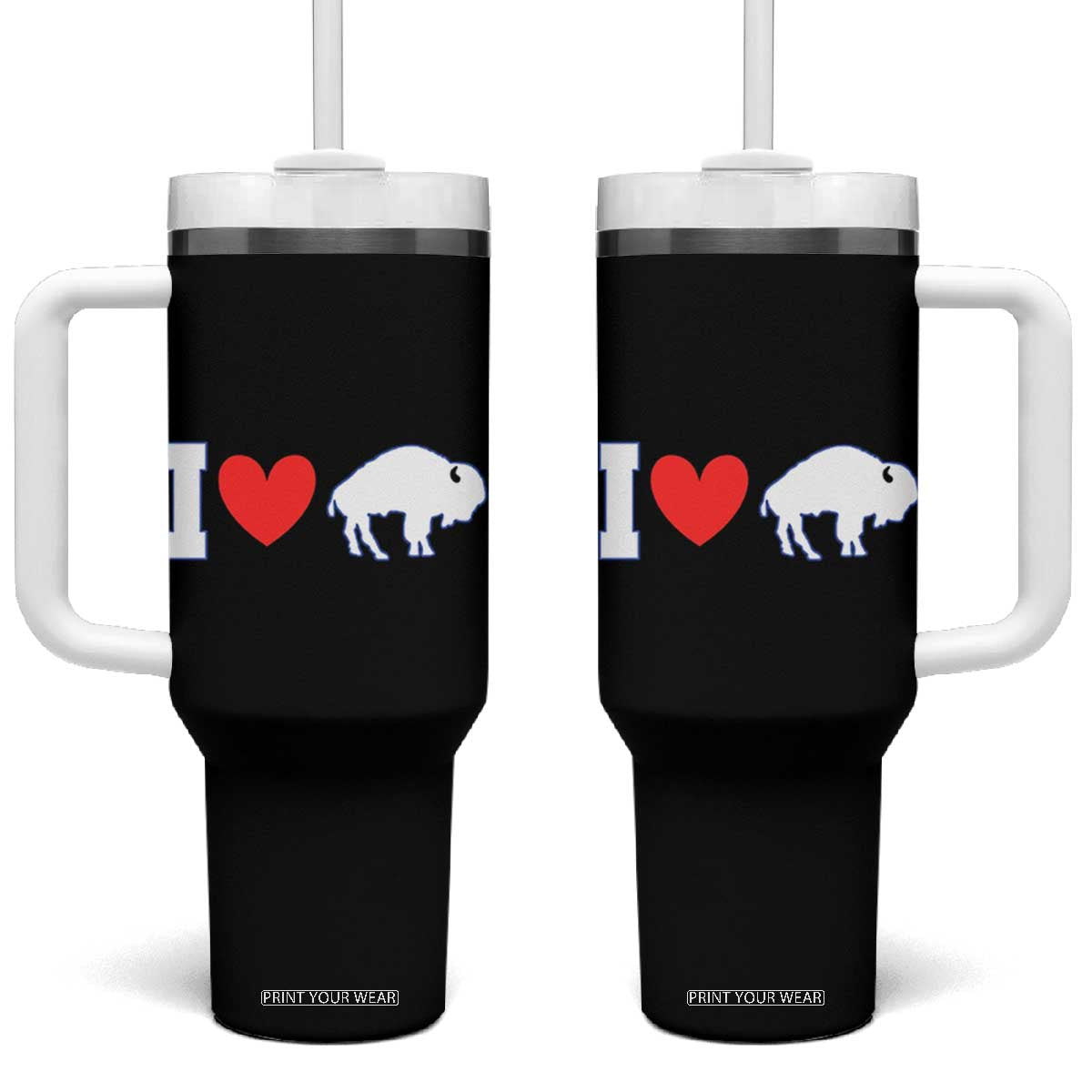 Vintage BF Tumbler With Handle American I Love Bison TS10 One Size: 40 oz Black Print Your Wear