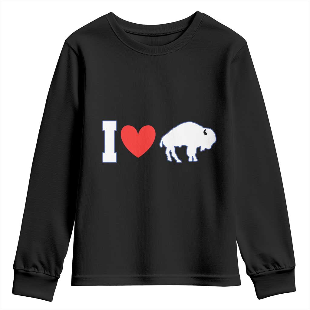 Vintage BF Youth Sweatshirt American I Love Bison TS10 Black Print Your Wear
