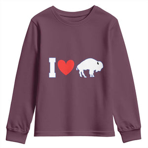 Vintage BF Youth Sweatshirt American I Love Bison TS10 Maroon Print Your Wear