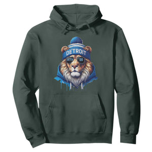 Lion Lovers Hoodie Wearing Glasses Sunday Detroit Fan Apparel TS10 Dark Forest Green Print Your Wear