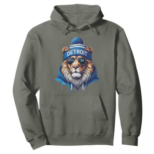 Lion Lovers Hoodie Wearing Glasses Sunday Detroit Fan Apparel TS10 Military Green Print Your Wear