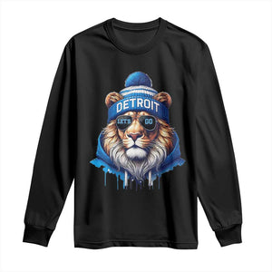 Lion Lovers Long Sleeve Shirt Wearing Glasses Sunday Detroit Fan Apparel TS10 Black Print Your Wear