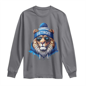 Lion Lovers Long Sleeve Shirt Wearing Glasses Sunday Detroit Fan Apparel TS10 Charcoal Print Your Wear