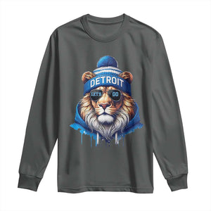 Lion Lovers Long Sleeve Shirt Wearing Glasses Sunday Detroit Fan Apparel TS10 Dark Heather Print Your Wear