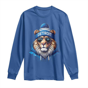 Lion Lovers Long Sleeve Shirt Wearing Glasses Sunday Detroit Fan Apparel TS10 Royal Blue Print Your Wear