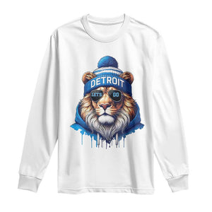 Lion Lovers Long Sleeve Shirt Wearing Glasses Sunday Detroit Fan Apparel TS10 White Print Your Wear