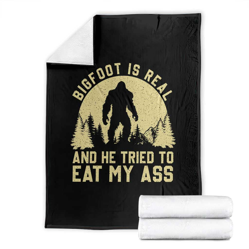Funny Bigfoot Throw Blanket Sasquatch Big Foot Eat My Ass Vintage Cryptid Meme TS10 Black Print Your Wear