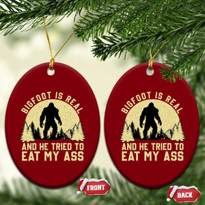 Funny Bigfoot Ceramic Ornament Sasquatch Big Foot Eat My Ass Vintage Cryptid Meme TS10 Print Your Wear