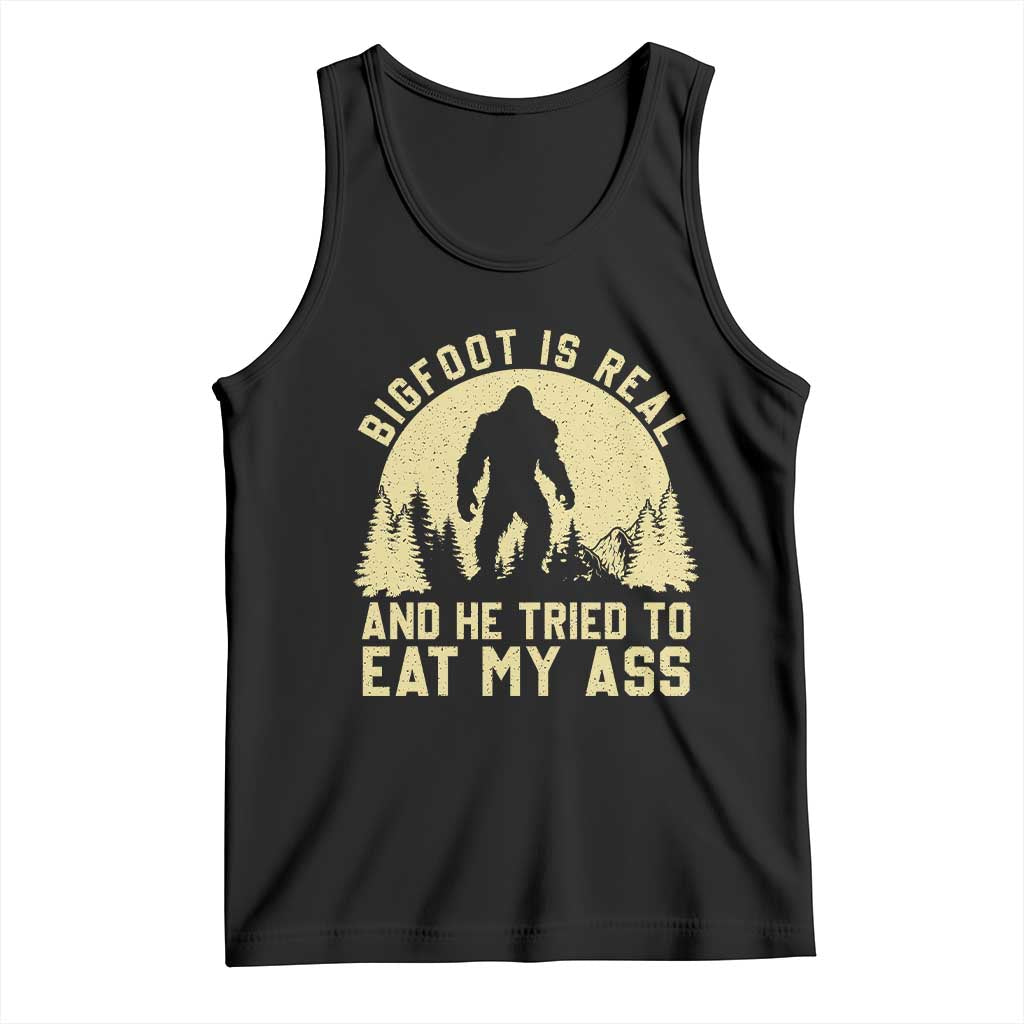 Funny Bigfoot Tank Top Sasquatch Big Foot Eat My Ass Vintage Cryptid Meme TS10 Black Print Your Wear